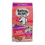 Barking Heads Complete Dry Dog Food 12kg - Adult All Hounder Hair Necessities Salmon - Natural Grain Free Hypoallergenic for Skin & Coat - Vet Approved