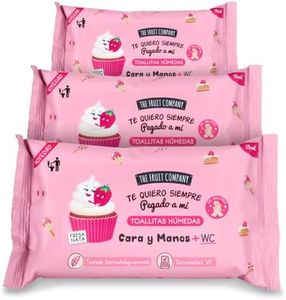 The Fruit Company - Toallitas Húmedas FRESA NATA Manos y Cara WC Formato Bolsillo Pack 3