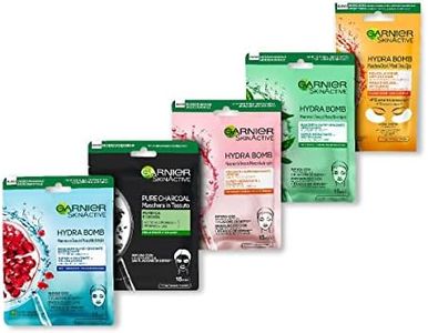 Garnier Maschera in Tessuto HydraBomb, 5 Maschere in Tessuto, Ciascuna con un Effetto Diverso, Per la Cura della Pelle, Confezione da 5