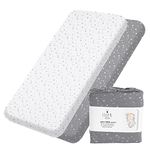 Organic Cotton GOTS 2 Cot Sheets 120x60 Fitted, Compatible with Next2me, Snuzpod and All Bedside Cribs, Mini Cribs up to 120x60cm Pack of 2 Sheets.