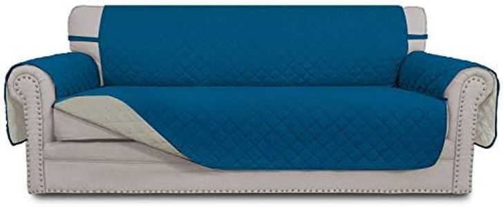Easy-Going Sofa Covers, Amazon Couch Covers, Slipcovers, Reversible Quilted Furniture Protector, Improved Anti-Slip with Elastic Straps and Foams (Oversized Sofa, Peacock Blue)