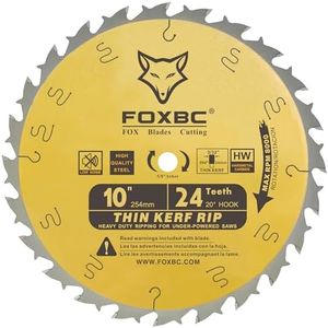 FOXBC 10-Inch Table Saw Blade, Thin Kerf Ripping Saw Blade for Wood Cutting, 24-Teeth, 5/8-Inch Arbor