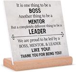 Boss Gifts Desk Decor for Christmas - Best Boss Mentor Leader Gift From Employee Coworkers, Team Leader Gifts for Christmas Birthday Retirement, Thank You Gifts Plaque with Wooden Stand