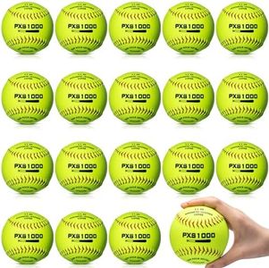 WinnerWhy 18 Pcs Sports Practice Softballs Leather Covered Training Ball Slow Pitch Softball Balls for Games, Practice and Training (11 Inch)