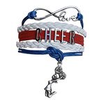 Cheer Charm Bracelet- Girls Infinity Love Adjustable Cheerleading Jewelry in Team Colors For Cheerleaders (Orange/Black), 7 inches, Zinc,