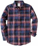 Dubinik® Flannel Shirt for Men 100% Cotton Mens Flannel Shirts Long Sleeve Plaid Soft Casual Button Down Shirt Men Navy Blue Red