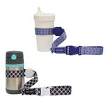 Hnybaby Mix and Match Colors Sippy Cup Strap for Baby Bottle and Toy Strap 2 Pack Sippy Cup Holder with Rubber Grip for Stroller & Highchair (Black/Blue)