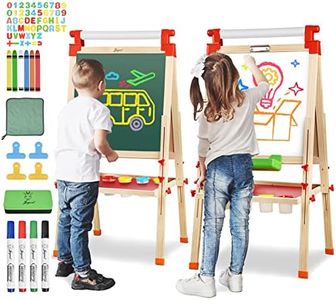 JOYOOSS Easel for Kids Art Easel Kids Easels for Toddlers,Wooden Kid Easel with Paper Roll - Adjustable Magnetic Double Sided, Toddler Art Easel for Toddlers 2-4 Years and Art Easel for Kids Ages 4-8