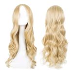 EUPSIIU Long Blonde Wave Wigs for Women Girls, 27’’ Long Curly Wigs, Ladies Fancy Dress Wig Synthetic Hair Wigs, Women's Charming Full Hair Long Replacement Wigs for Cosplay Party, Daily Use (Blonde)