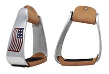 PRORIDER Horse Western Roper Stirrup Saddle Sloped Angled Stirrups Aluminum USA Flag 5199