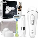 Braun IPL Silk Expert Pro 3 Hair Removal Device for Men and Women, Hair Removal, Brown Face Mini, Venus Razor & Bag, Laser Hair Removal, Women, PL3139, White/Silver