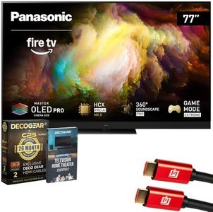 Panasonic Z8BAP 77 Inch OLED 4K Smart, Fire TV, 144Hz HDR10+ TV-77Z8BAP Bundle with Deco Gear CPS Exclusive 26 Month Protection, 2X HDMI Cable & Deco Gear Complete Home Theater Beginner's Guidebook