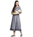 DUMMY SHAPE Maternity Gown for Women | Rayon Pregnancy Dress Kurta with Nursing Zippers for Pre & Post Partum | Feeding Kurtis (DSF-217-3XL, Grey)