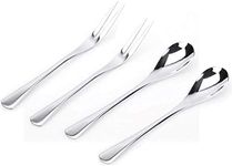 VANRA 5.3in 4-Piece Flatware Set Silver 18/10 Stainless Steel 2 Forks and 2 Spoons Set Salad Fork Teaspoon Cocktail Fork Coffee Spoon Serving Spoon Appetizer Fork (2 Spoons+2 Forks)