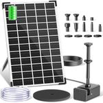 Biling 12W Solar Water Fountain with 5000mAh Battery, 10 Nozzles Floating Solar Fountain Pump for 100-600L Small Pond Garden Water Feature, 300 L/H Pond Pump with Hose for Bird Bath Garden Displays