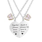 MJartoria BFF Necklace for 2-Split Valentine Heart Necklace Together Forever Best Friends Butterfly Pendant Friendship Necklace Set of 2 Gifts for Her, Metal, not known