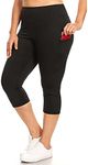 PandaWears Women's Reg/Plus Size Pocket Capri - Stretch Fit (7XL, Pocket-Black)