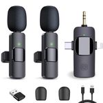 FUNIMUZI Dual Wireless Lavalier Microphone for iPhone/Android/Camera/Computer, Auto Sync and Noise Reduction Mini Microphone, Professional Wireless Mic for Video Recording, YouTube, Vlog, TikTok