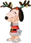 ProductWorks Peanuts Pre-Lit Snoopy in Santa Coat and Antlers Indoor/Outdoor Christmas Yard Ornament, Holiday Display with 70 Lights, 26 Inches