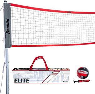 Franklin Sports Elite Volleyball Set - Includes Pro Style Volleyball with Pump, Poles/Net, Stakes, Ropes, Boundary Kit - Beach or Backyard - Easy Setup