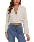 MINTLIMIT Cropped Blazer for Women Long Sleeves Suit Jacket One Button Trendy Fashionable (Light Khaki XL)