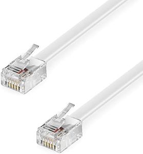 deleyCON 6m Telefonico RJ11 Cavo Modulare 6P4C Cavo Occidentale RJ11 su Connettore RJ11 Cavo Piatto Presa Telefonica Modem Router Fax ISDN DSL VDSL Internet Bianco