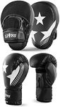 Lions Star Boxing Gloves and Pads Set For Men Women, Pair of Boxing Gloves with Hook and Jabs Mitts Focus Pads, Punching Sets Ideal for Punch Bag MMA Martial Arts (White, 10oz)