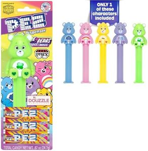 DOUzzle Kosher Pez Candy & Care Bears Dispenser + 3 Assorted Fruit Refills (Pack of 1) Gluten Free, Kosher Parve, USA Made