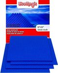 LitoMagic Stackable Baseplate Works with Lego, Kre-O and Other Regular Size Blocks. Sturdy Platform for Building Bricks and Display Table. Pack of 4 Large 10 x 10 Inches Blue Bases.