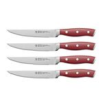 HENCKELS Forged Accent, Set of 4, Stainless Steel, Steak Knives, Red Handle, 19547-004