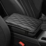 Center Console Cover, Leather Embossing Arm Rest Cover for Car, Black Car Armrest Box Pad, Car Armrest Storage Box Mat, Center Console Armrest Cover for Most Cars, Truck