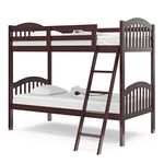 Storkcraft Long Horn Solid Hardwood Twin Bunk Bed, Espresso Twin Bunk Beds for Kids with Ladder and Safety Rail