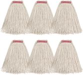 Matthew Cleaning 24oz Cotton Floor Mop,Cotton Cut End String Heavy Duty String Mop Refills, Universal Headband Blend Mop,Mop Head Replacement for Home, Industrial and Commercial Use(White,6PK)