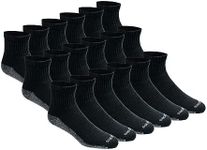 Dickies Men's Dri-tech Moisture Control Quarter Socks Multipack, Black (18 Pairs), 6-12