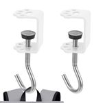 2Pcs Desk Mount Bag Holder Hook, Clamp-On Backpack Hanger, Purse Hooks for Tables, Portable Desk Mount Headphones Holder, Duty Handbag Hanger, Organize Desktop Storage Items (Cat Claw Type, White)