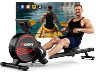 Rowing Machine, MOSUNY Magnetic Rowing Machines for Home Gym with 16 Levels Resistance, Maximum Load of 350 LB, Upgrade to Double Slide Rails, App Supported,Vertical Storage