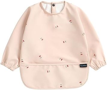 PewinGo Bavette de Sevrage Avec Manches Longues & BLW, Matière Douce et Agréable à la Peau, Imperméable, Facile à Nettoyer et Lavable en Machine, Pour Bébés, Infants en Bas âge et Jeunes (Rose)