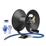 MEKOH Pressure Washer Hose Reel 50ft, 4000 PSI Heavy Duty Power Washer Hose Reel Wall Mounted, Metal Hose Reel Hand Crank, Outdoor Hose Reel for Air/Liquid/Water Use