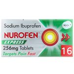 Nurofen Express Ibuprofen Tablets, 256mg, 16 Tablets, Painkillers, Sinus Relief, Migraine Relief, Headache Relief, Tooth Pain Relief, Toothache, Flu Tablets, Long Lasting, Cold and Flu