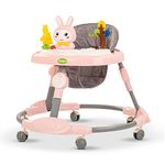 Baybee Bessie Baby Walker for Kids, Foldable Kids Walker with 3 Seat Height Adjustable, Cushion Seat | Activity Walker for Baby with Musical Toy | Push Walker Baby 6-18 Months Boy Girl (Pink)