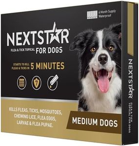 NEXTSTAR Flea and Tick Prevention for Dogs, Repellent, and Control, Fast Acting Waterproof Topical Drops for Medium Dogs, 6 Monthly Doses