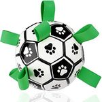 NCMAMA Dog Soccer Ball, Upgraded Interactive Dog Toys, Tug of War Dog Toy, Rubber Ball, Dog Water Toy, Herding Ball for Dogs, Funny Dog Toys for Small & Medium Dogs (Medium-Green 01)