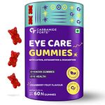 Carbamide Forte Eye Gummies - Lutein and Zeaxanthin Eye Supplements with Astaxanthin, Veg DHA and Vitamin C for Vision Support & Eye Health - Cranberry Flavour - 60 Veg Eye Gummies