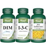 VORST DIM 120 Vegan Capsules and Indole 3 Carbinol (I3C) 120 Vegan Capsules and Soy Isoflavones Standardized Extract 90 Capsules | Menopause Relief Supplements | (Combo Bundle 3 Bottles)