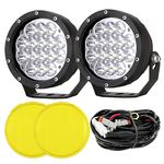 BANSIT Pair 5 Inch Led Offroad Driving Lights 160w Round Offroad Spot Light Driving Spotlights with Yellow Cover Wiring Harness 12V 24V for Pickup Trucks SUV UTV ATV 4x4