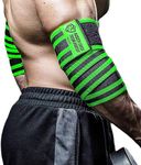 TAVIEW Elbow Wraps for Weightlifting (1 Pair), 47'' Elastic Support & Compression Powerlifting, Fitness, Cross Training Gym Workout - Straps Weight Lifting (47'' (Arm Green)))