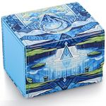 UAONO Deck Box for MTG Cards, Trading Card Storage Box Holds 120+ Sleeved Commander Deck, PU Leather Card Box Suits TCG Magic Cards with 2 Dividers (Blue,Drop)