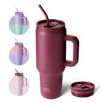 BOTTLE BOTTLE 40oz Tumbler with Straw and Lid Insulated Travel Mug 1180ml Stainless Steel Car Coffee Cup with Handle for Gifts Party Office (Red)