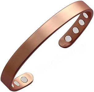 MagEnergy Copper Bracelet for Men and Women, 99.9% Pure Copper Magnetic Bangle with 8pcs 3500 Gauss Magnets,6.8" Adjustable Copper Cuff