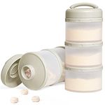 Termichy Baby Milk Powder Dispenser Pots Stackable Baby Formula Container, 2 Pack (Warm Grey)